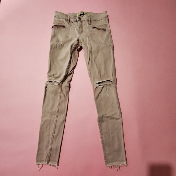Hollister Pants - Hollister Khaki Tan Ripped Skinny Pants